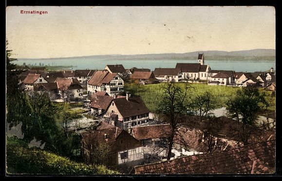 Cartes postales: AK Ermatingen, Ortspartie mit Kirche – D'occasion à Berlin par bartko-reher