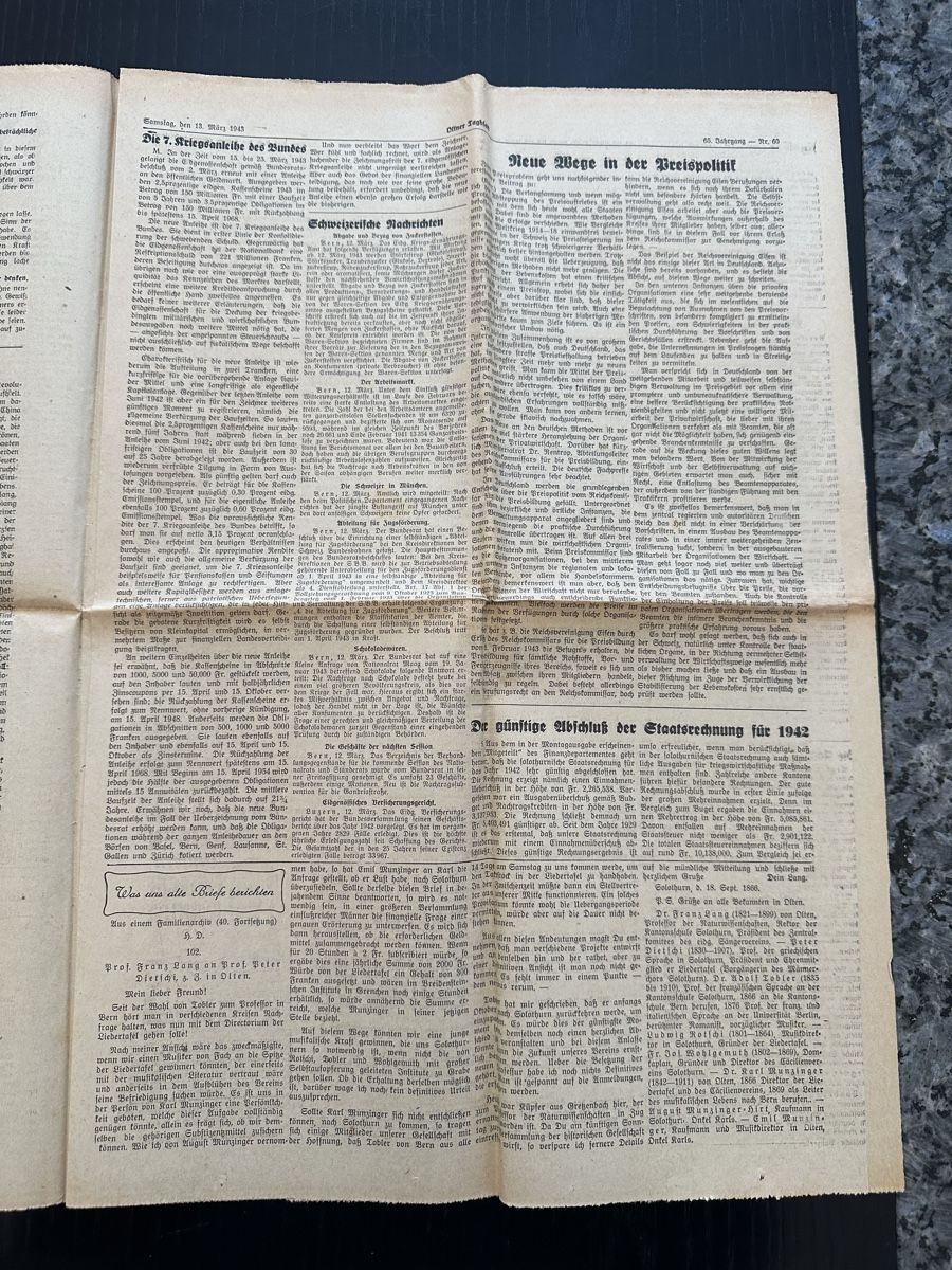 Riviste & Magazine: Oltner Tagblatt vom 13. März 1943 – Usato da Kappel SO venduto da pat_7gxd 2