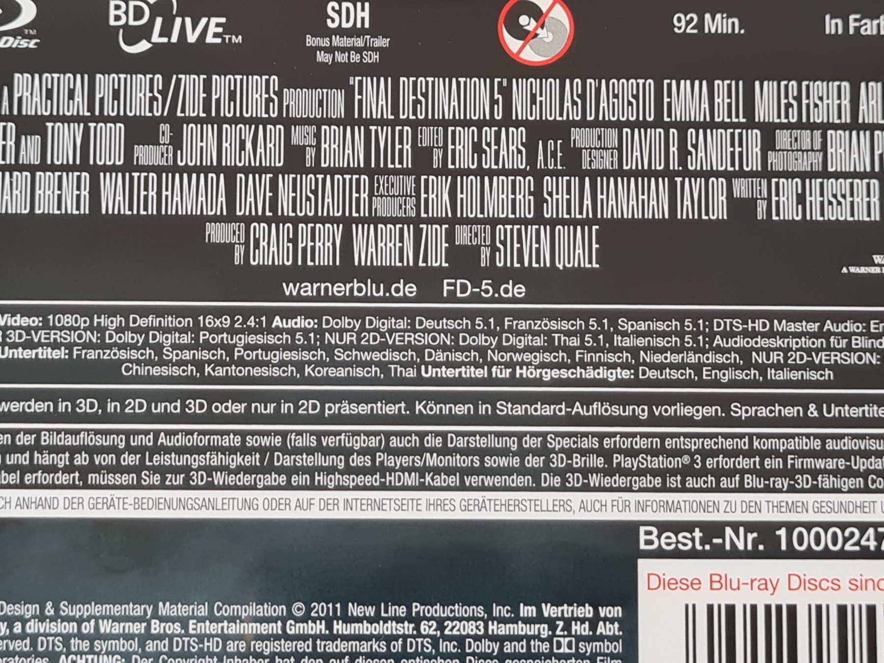 Tutti i DVDs: Final Destination 5 (Blu-ray 3D + Blu-ray) - Blu-ray – Usato da Carouge GE venduto da Franllo 2