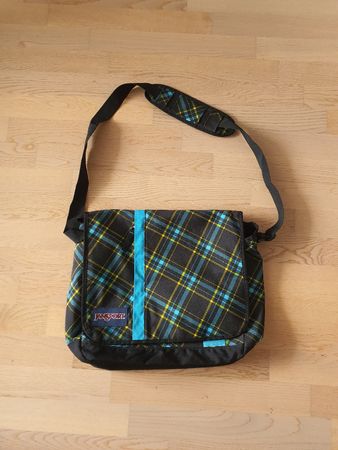 JanSport Messenger Bag, blue/yellow plaid, 15" Laptop