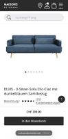 3-Sitzer Sofa ELVIS dunkelblau Samtbezug gut erhalten
