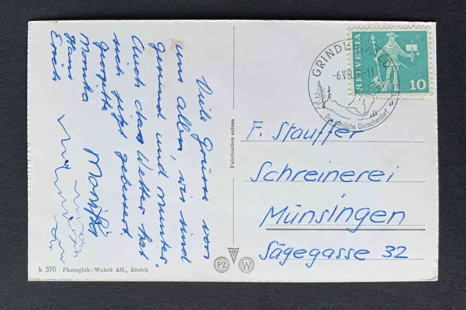 Cartoline postali: AK Grindelwald mit Wetterhorn – Usato da Goldau venduto da artelier1 1