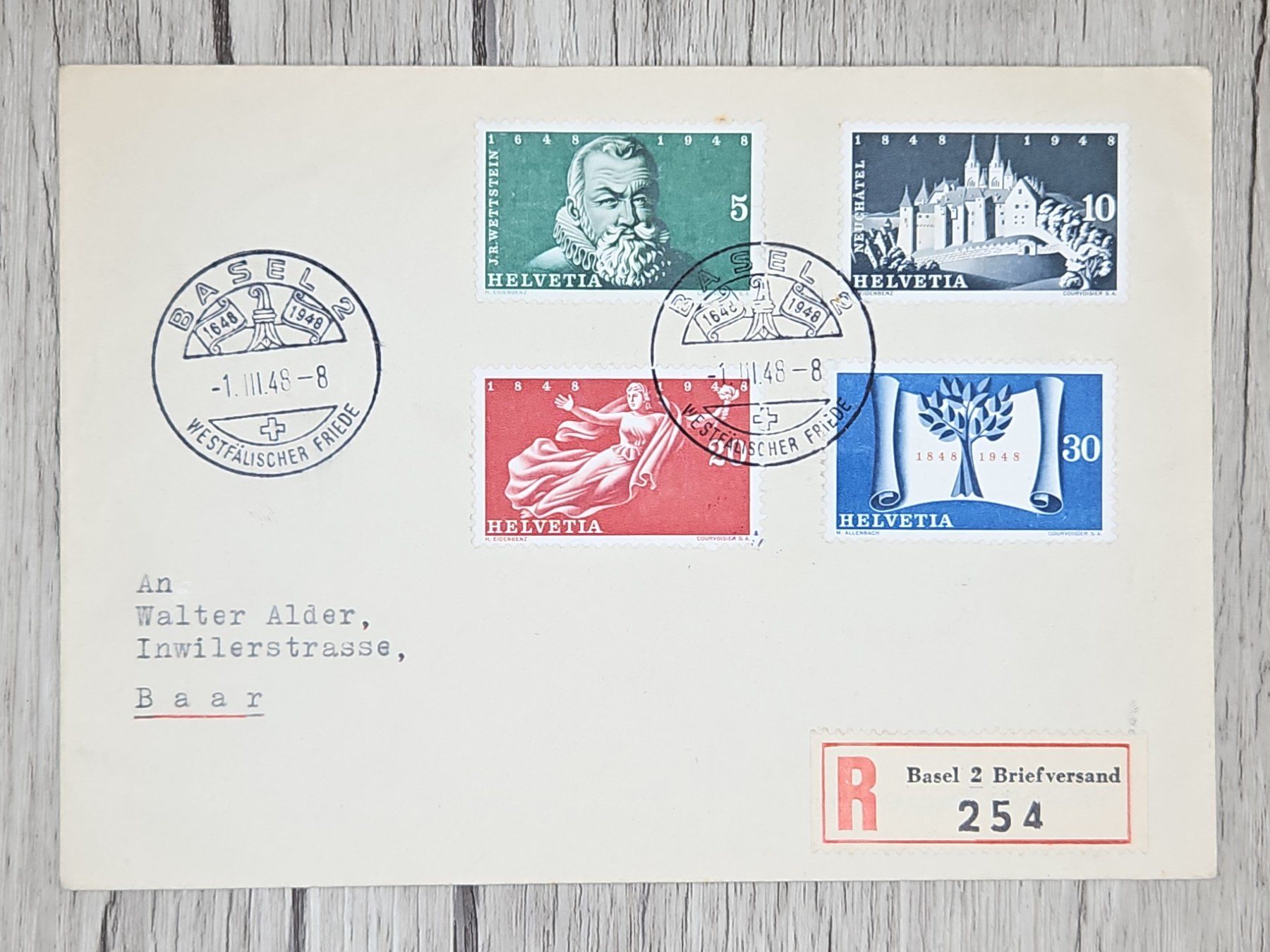 Tutti i francobolli: CL13 Enveloppe + Timbre Suisse 1948 – Usato da Cousset venduto da Patrick_Collections