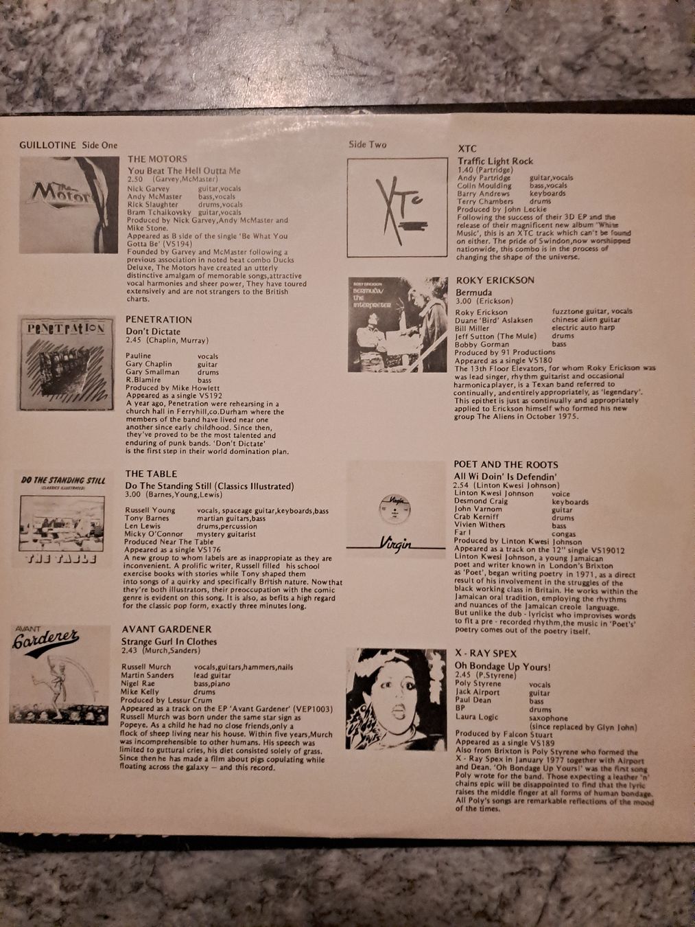 Dischi in vinile: 10" LP  Various "Guillotine"  Virgin – Usato da Uetendorf venduto da Essiggurken 2