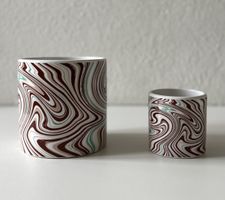 2er Set Keramik Blumentöpfe in Marmor-Design