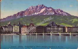 AK 1918 Luzern. Pilatus. Postgebäude u. Hôtels Monopol