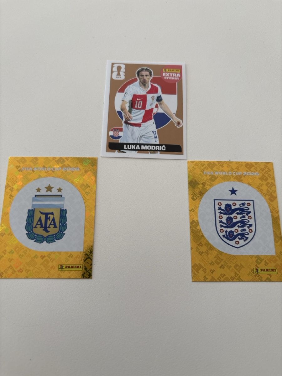 Panini Carte collezionabili: Panini Extra Sticker Luka Modric Bronze + 2 Wappen Eng & Arg – Nuovo e nell'imballaggio originale da Baar venduto da ler_6z8g