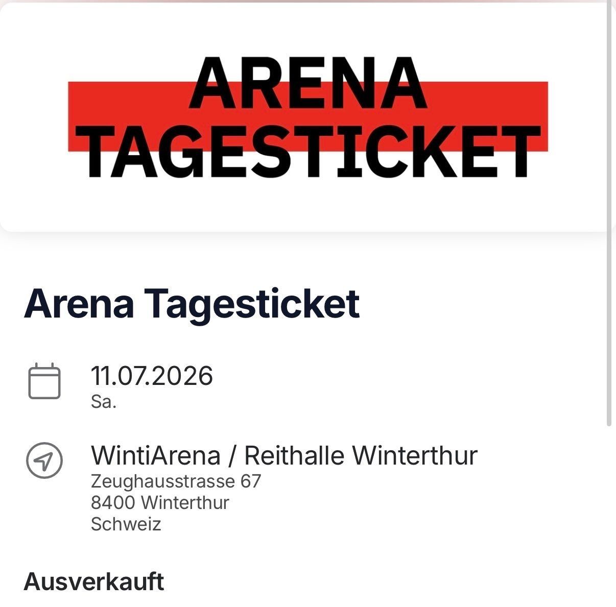 Billets: Public Viewing Winti Arena 11.07.2026 – D'occasion à Aathal-Seegräben par Lugano7