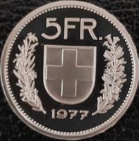 5 Franken Schweiz 1977 pp /aus Münzsatz/in einer Münzkapsel