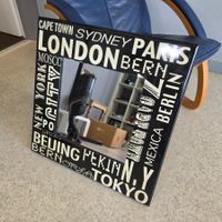 Vintage Wandspiegel, Design Wall Mirror London Paris Tokyo
