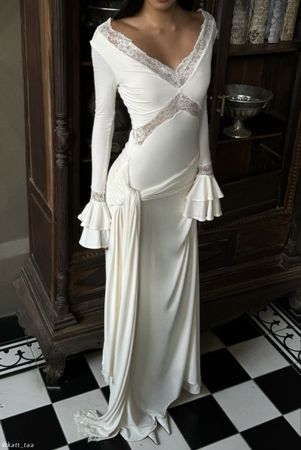 Meshki Electra Slinky Lace Maxi Dress - Ivory