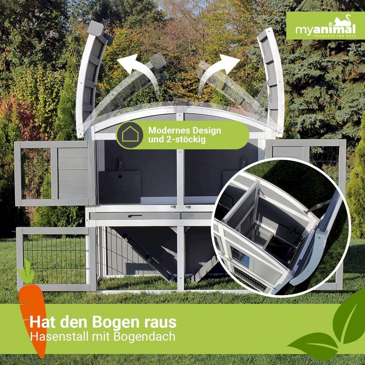 Käfige, Transport & Sicherheit: Hasenstall 2-stöckig Grau 118x55x105cm – Neu und originalverpackt aus Bottighofen von zaap 6