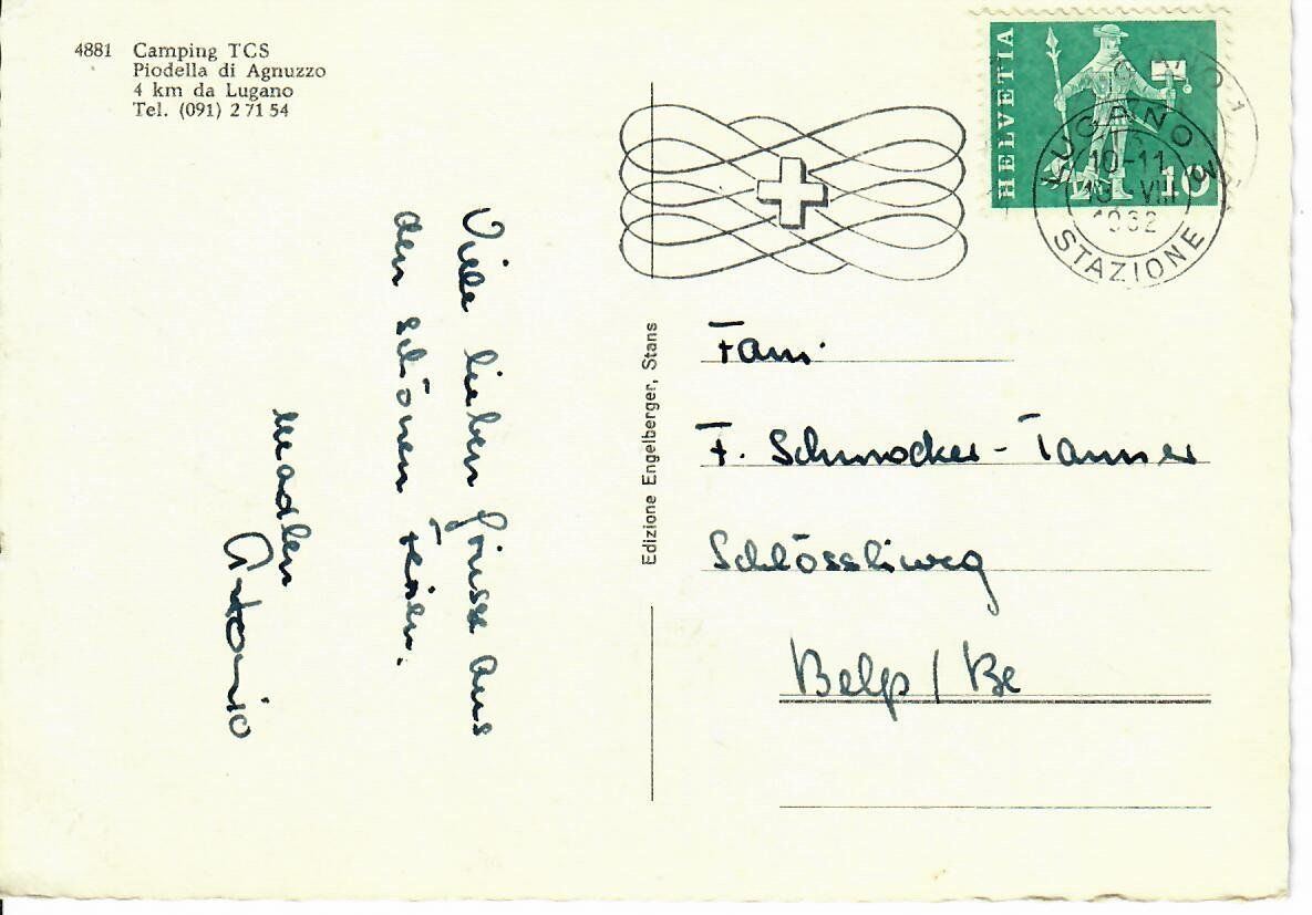 Cartoline postali: Camping TCS Piodella di Agnuzzo - Lugano – Usato da Hochdorf venduto da Ziegel-16 1