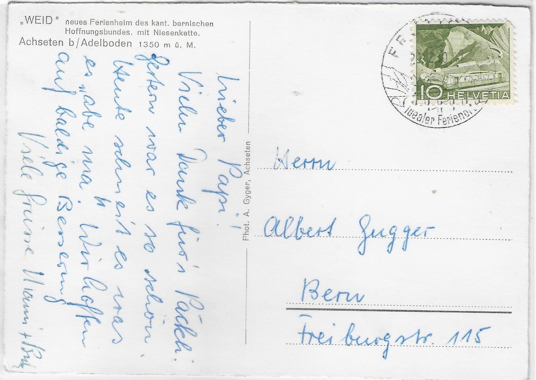 Cartes postales: Weid Ferienheim - Achseten b/Adelboden – Antique à Ettingen par Kartenplanet 1