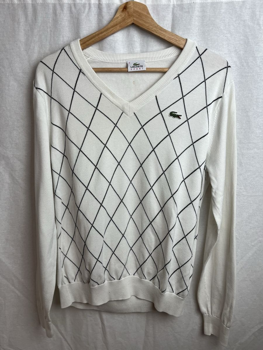 Lacoste Pulls & Sweat-shirts: Pull Lacoste blanc carreaux  – Neuf (Voir description) à Les Avanchets par lunedeneige.shop