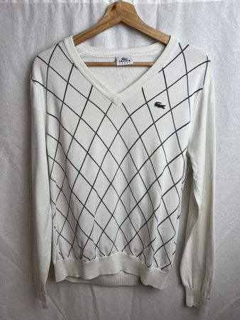 Pull Lacoste blanc carreaux 