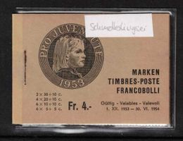 Pro Juventute 1953 Markenheft 2a oliv mit Schmetterlings-Ei