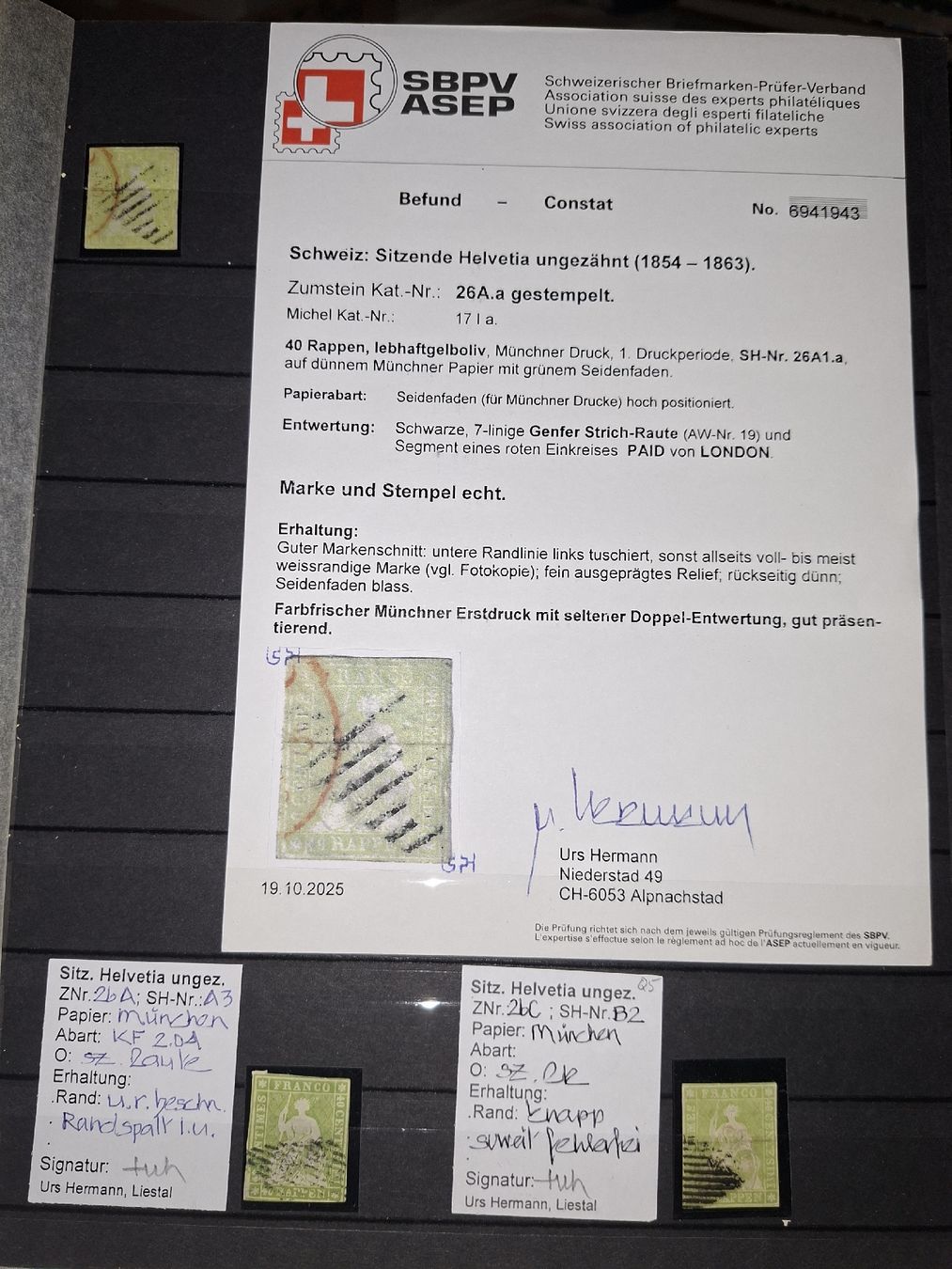 Tutti i francobolli: Strubelsammlung Kat. 20000.-  – Usato da Balgach venduto da SIMEON27 6