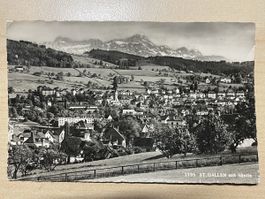 Alte Ansichtskarte von St. Gallen mit Säntis 1960er Jahre