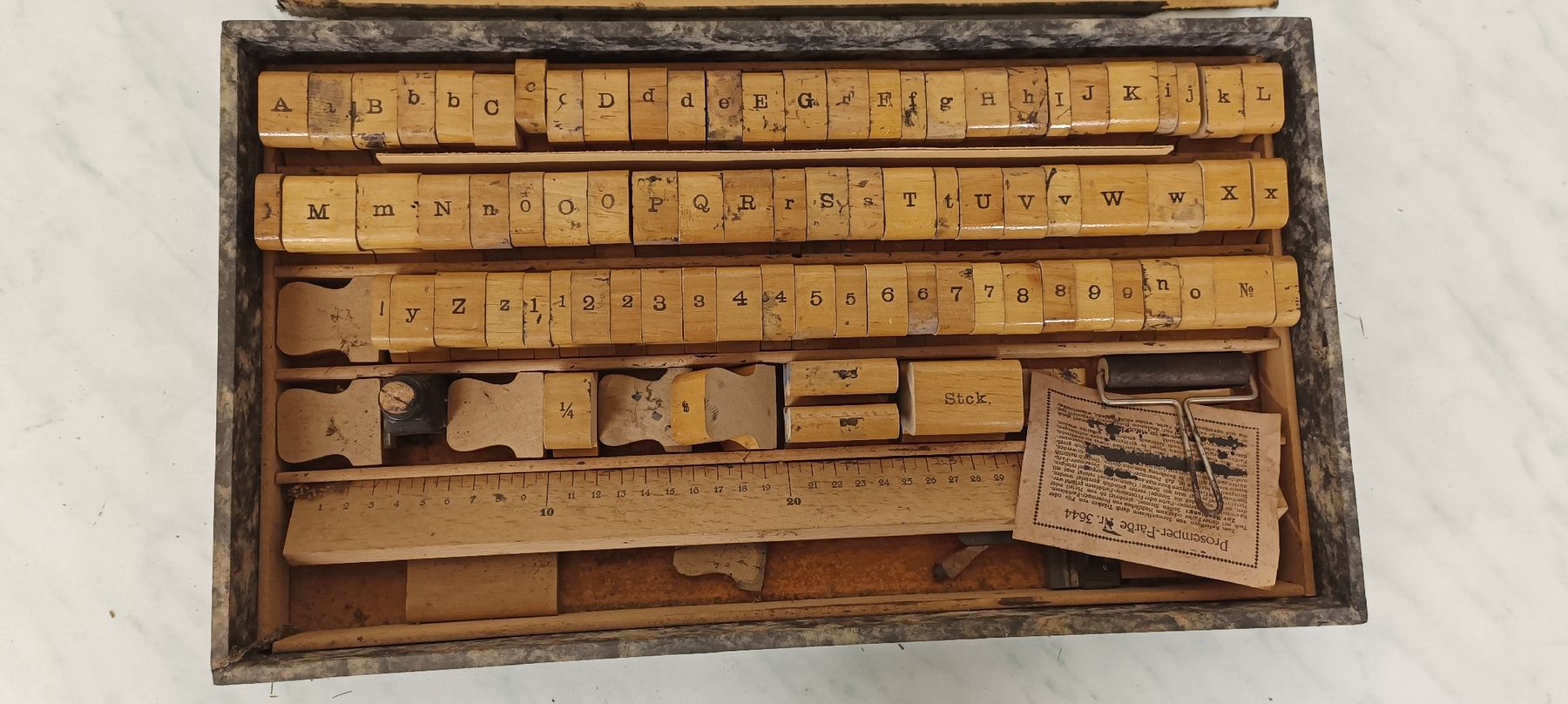 Timbri: Antiker Holzstempelkasten Simplex  – Usato da Pfäffikon ZH venduto da K-V-M 2