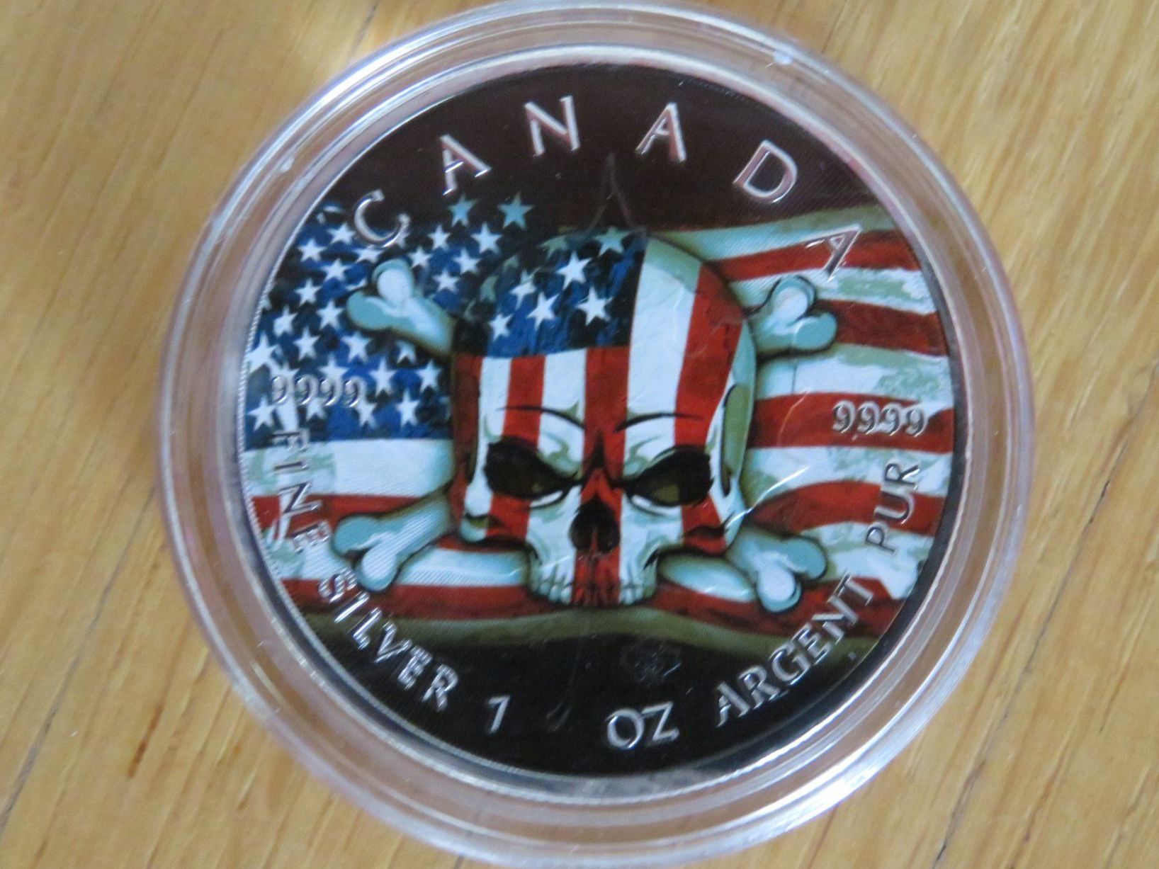 Alle Münzen: US Flag Skull Canada 2022 Maple Leaf 1 OZ SILBER -COLOR EDIT – Neu und originalverpackt aus Wetzikon ZH von Nicki6 1