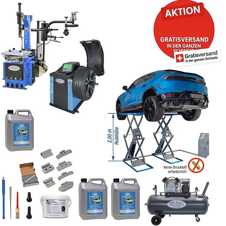 Twin Busch Piattaforme elevatrici & Crick: 2 Meter Scherenlift Überflur Werkstatt Set Pro – Nuovo e nell'imballaggio originale da Rüthi (Rheintal) venduto da Toptool-3