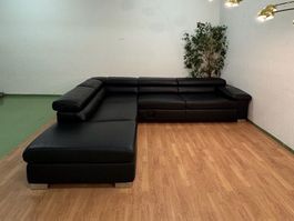 Ecksofa aus schwarzem Leder von Ewald Schillig