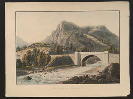 Cherasca Pont Simplon  Aquatinta von Lory