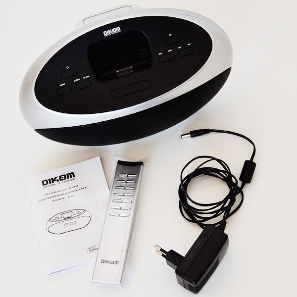 Docking station: DIKOM Docking Egg: Radio Wecker iPod/iPhone-Docking-Station – Usato da Luzern venduto da blaumaus