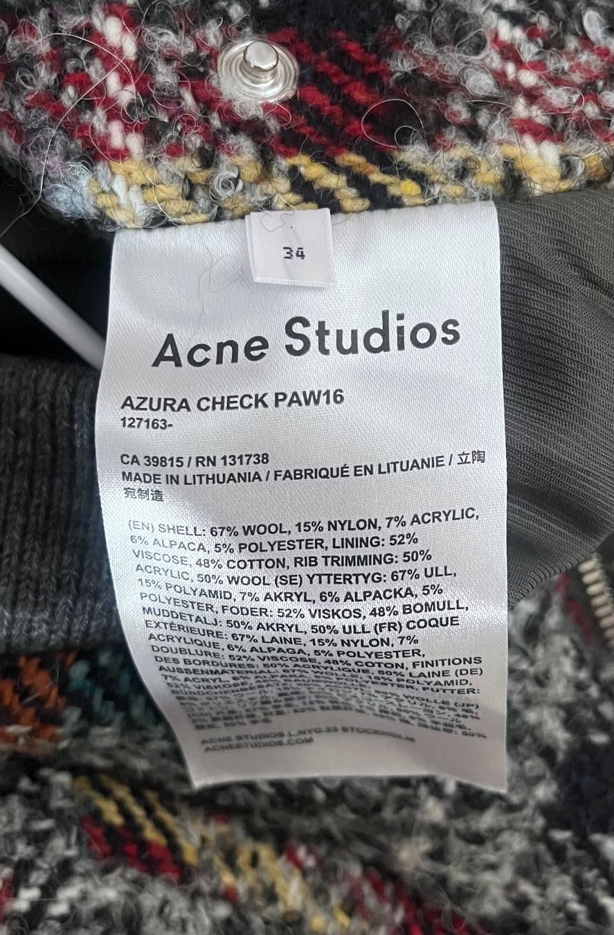Acne Studios Vestes: ACNE STUDIOS Bomberjacke kariert Grau Rot Blau Grösse M – D'occasion à Schlieren par Lombi13 4