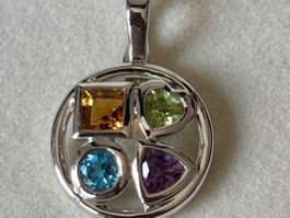 Clip-Anhänger Citrin, Topas, Peridot, S925, NEU
