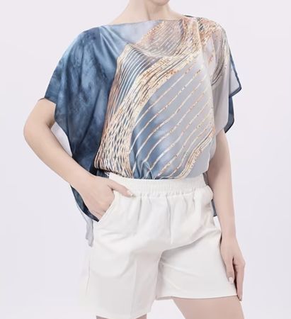 Elegante poncho-foulard di seta firmato - Accessorio