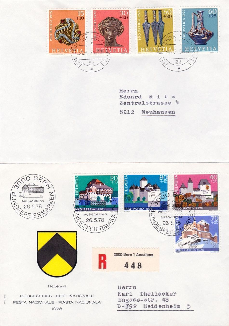 Tutti i francobolli: 12 Pro Patria-Briefe, meist mit ET-Stmp. – Usato da Wenslingen venduto da riger11 1