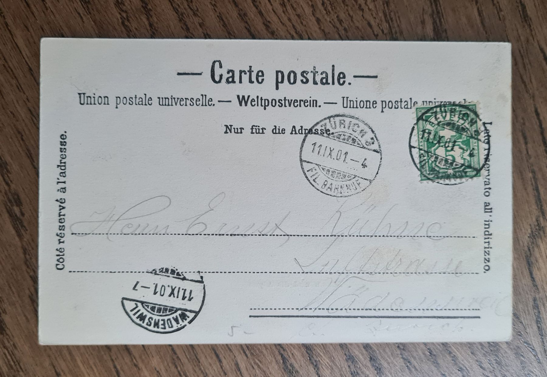Cartoline postali: Zürich 1901 – Usato da Ebikon venduto da Donar50 1