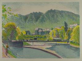 ZÜRICH GESSNERBRÜCKE, LITHOGRAPHIE 1919