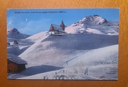 Kirchlein Inner-Arosa gegen  Weisshorn 1930