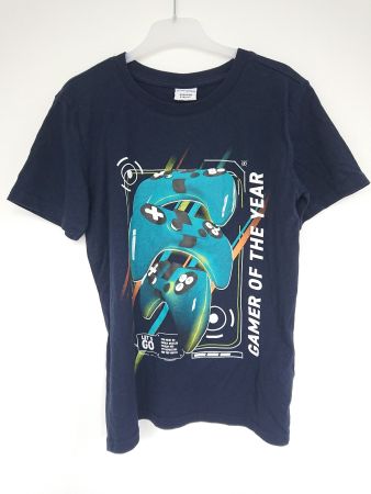 Jungen Gamer T-Shirt Gr. 134/140 8-10Y Dunkelblau wie neu