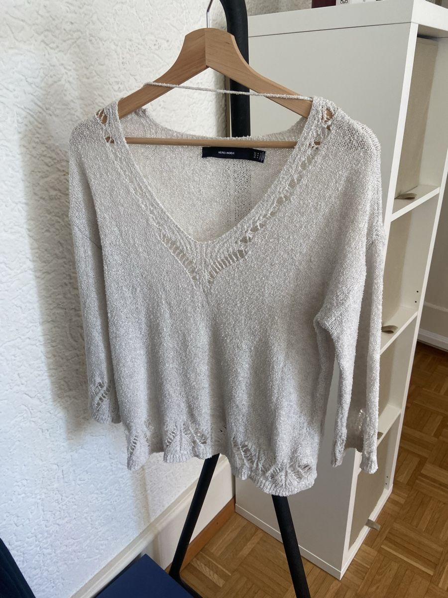 Maglioni & Felpe: Sommerlicher Vero Moda Feinstrick-Pullover, weiss Grösse M – Usato da Bern venduto da rah_fpy5