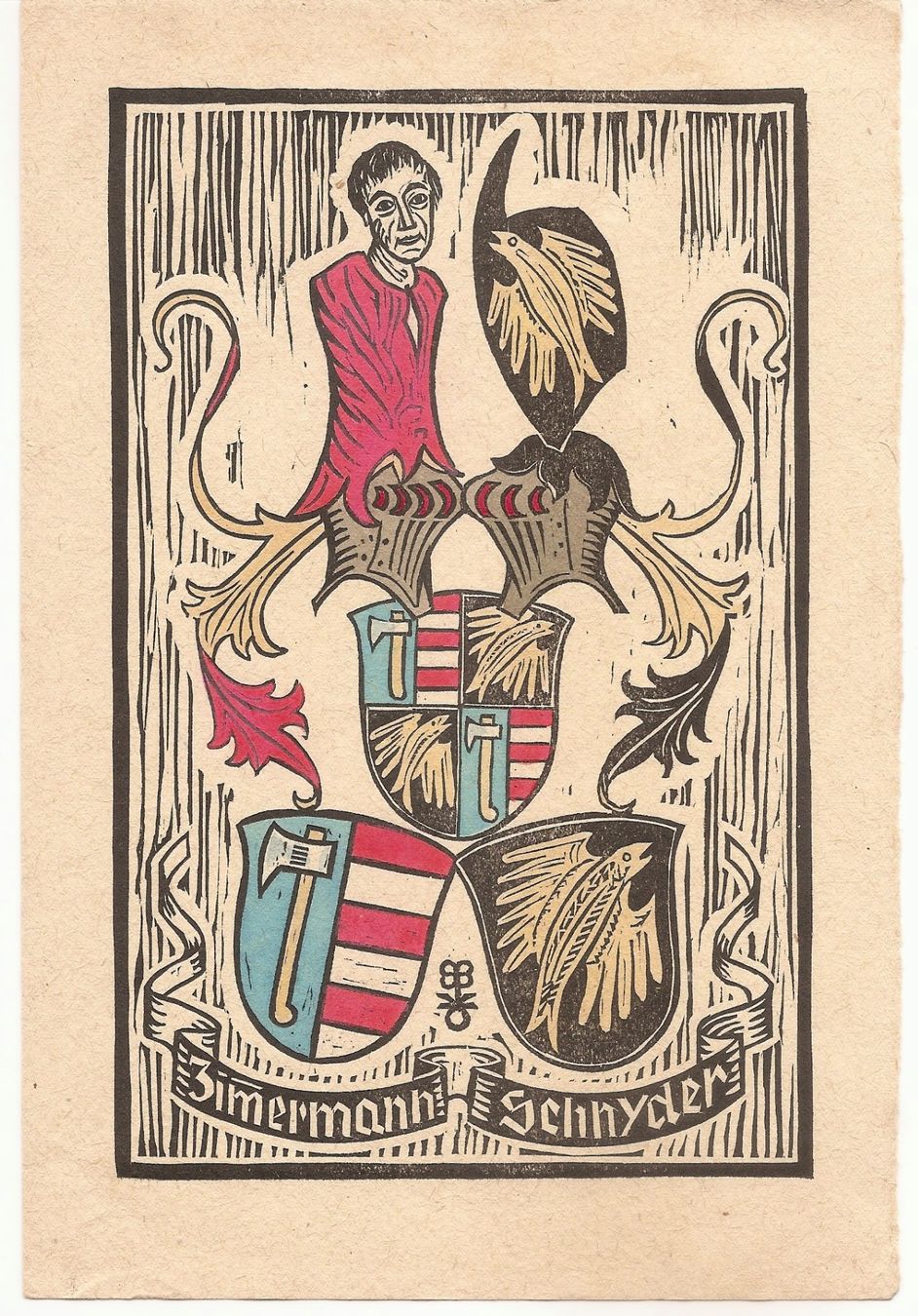 Incisioni: Grand ex-libris héraldique ZIMMERMANN-SCHNYDER par BUKO – Usato da Farvagny-le-Grand venduto da OF68