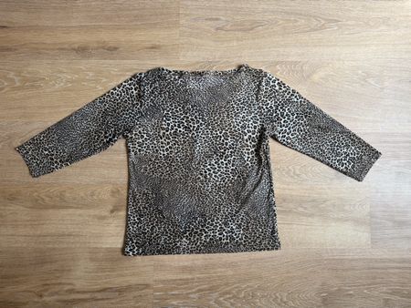 Top vintage mesh léopard transparent manches 3/4, t.M/38
