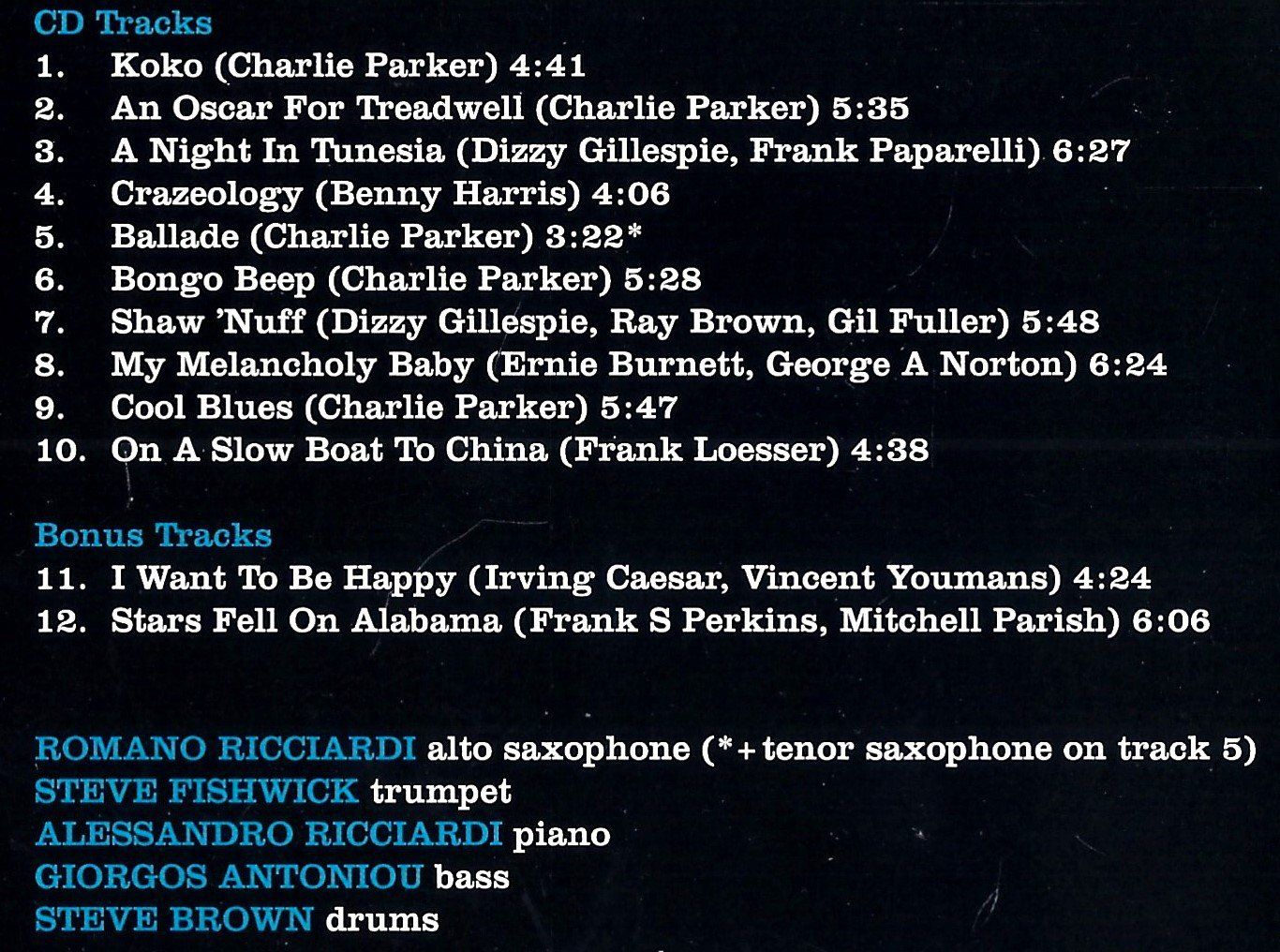 CD: Romano Ricciardi REMEMBERING BIRD Steve Fishwick Jazz CD – Usato da Kandergrund venduto da Sososo 4