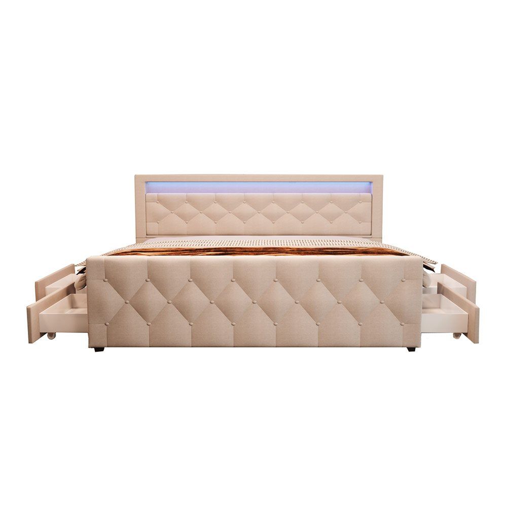 Betten: LED Polsterbett VERA - 140x200cm - Beige – Neu und originalverpackt aus Wallenwil von toesstal-vertrieb 5