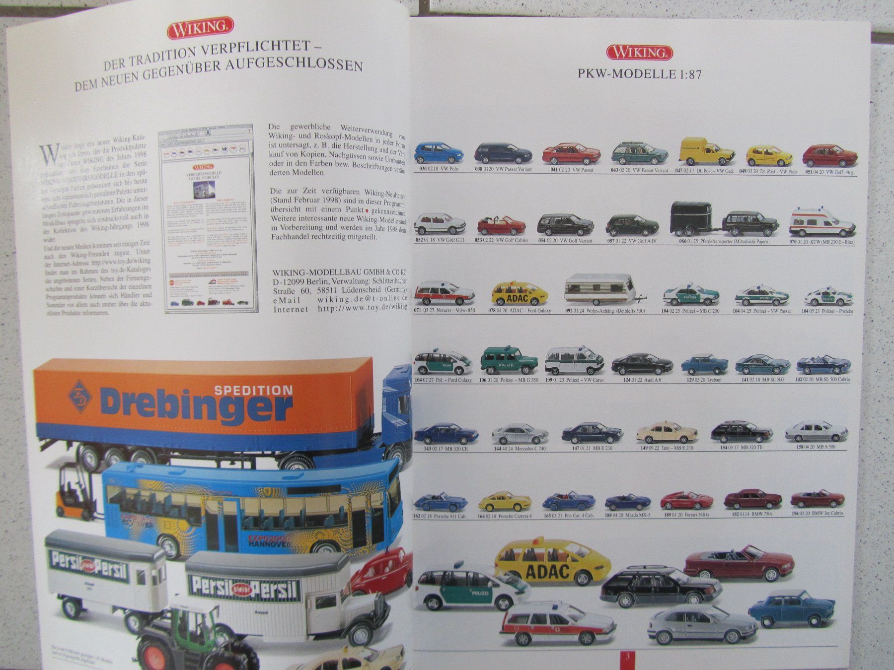 Wiking Modellautos: Wiking, Automodell Prospekt von 1998 – Gebraucht aus Weiningen ZH von dietsch57 1