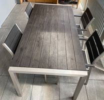 Gartentisch VERNIO 180 cm 90 cm Metall mit 6 Stühlen