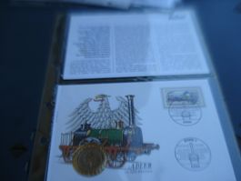 Münzbrief "150 J. Eisenbahn" Deutschland, 1948, 1 Mark