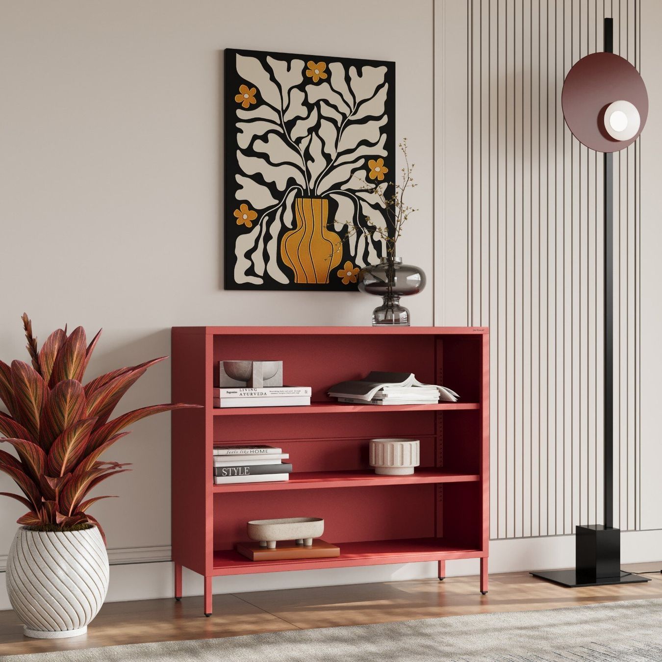 Scaffali: Bücherregal mit 3 Fächern - Metallregal Glitzernd - ROT – Nuovo e nell'imballaggio originale da Wallenwil venduto da toesstal-vertrieb 3