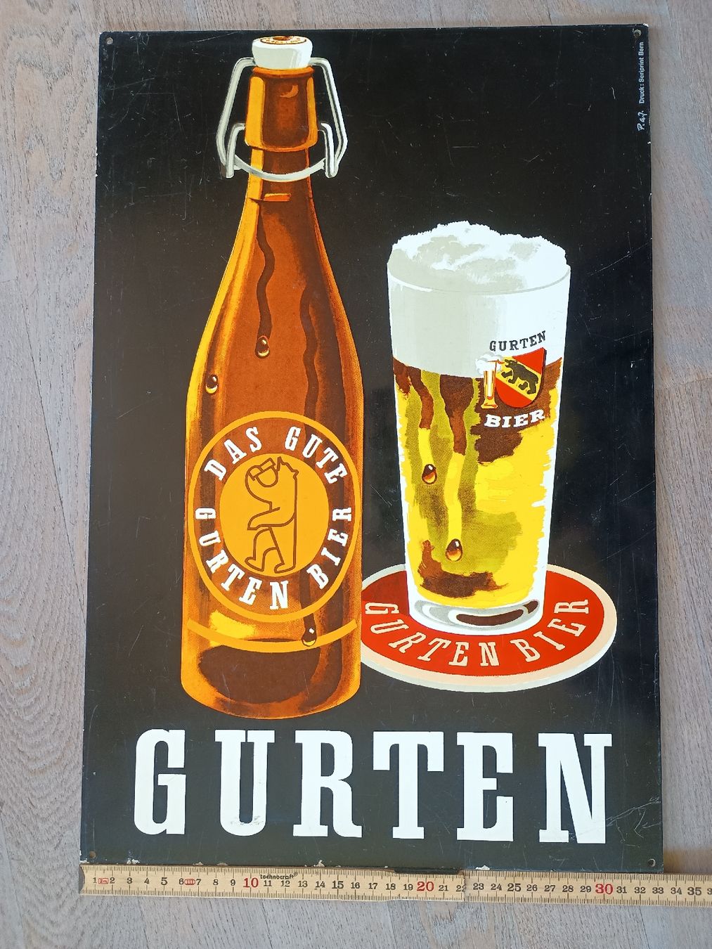 Gurten Bier Insegne: Vintage Gurten Bier Blechschild  – Usato da Kirchlindach venduto da Chantalone 9