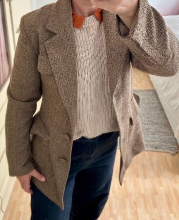 Beige brauner VERINO Blazer Jackett, Wolle, Gr. M 38 Damen