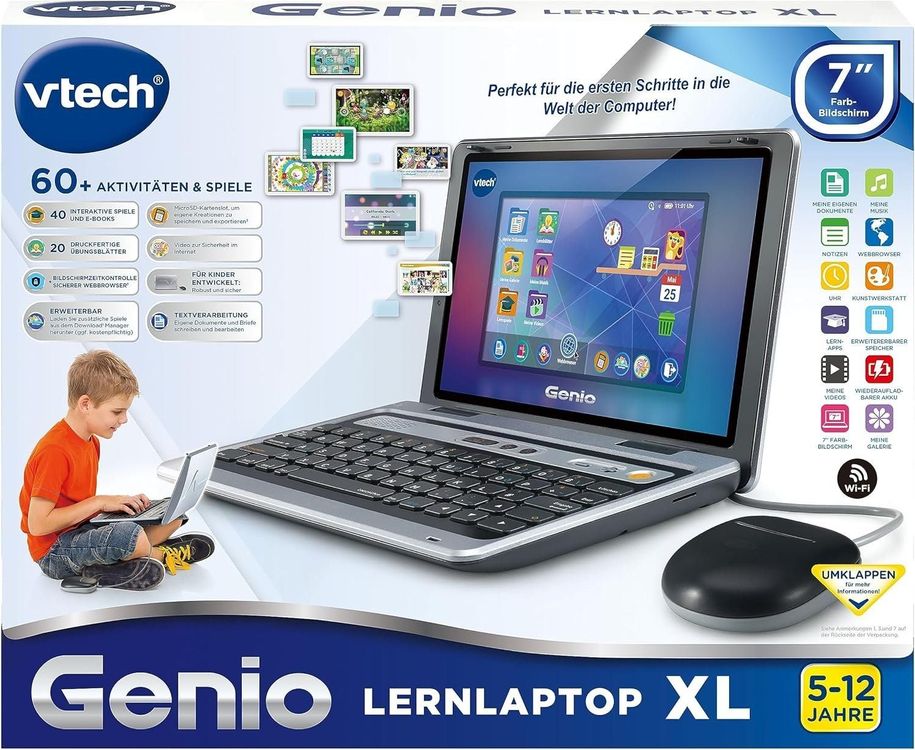 VTech Lerncomputer Genio Lernlaptop XL für Kinder grau | Smyths Toys Schweiz