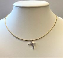 Collier Gold 18Kt. fixer Anhänger mit glänzenden Brillanten